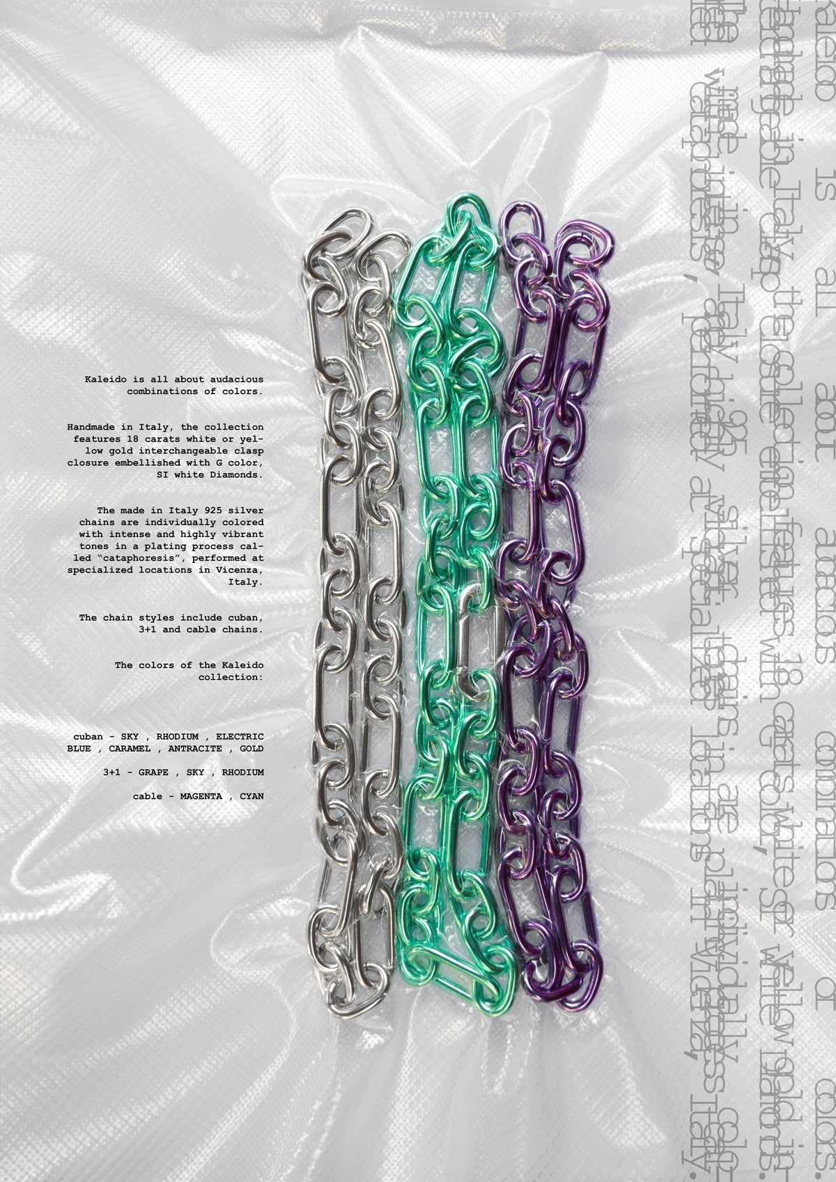DARKAI Raw Energy Lookbook SS22 gold chain necklaces on plastic bag