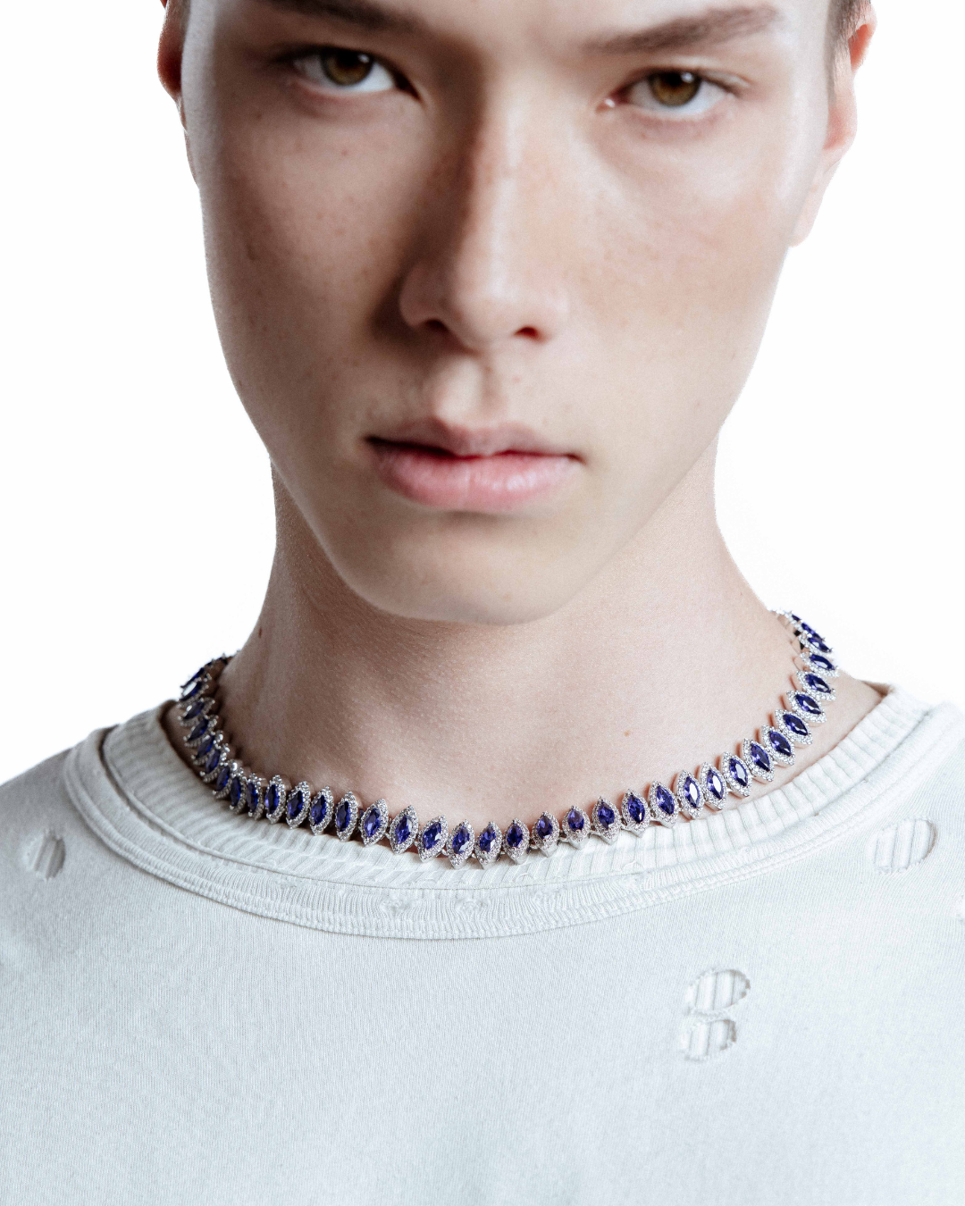 DARKAI Tennis Marquise Burma Blue Necklace Main Picture