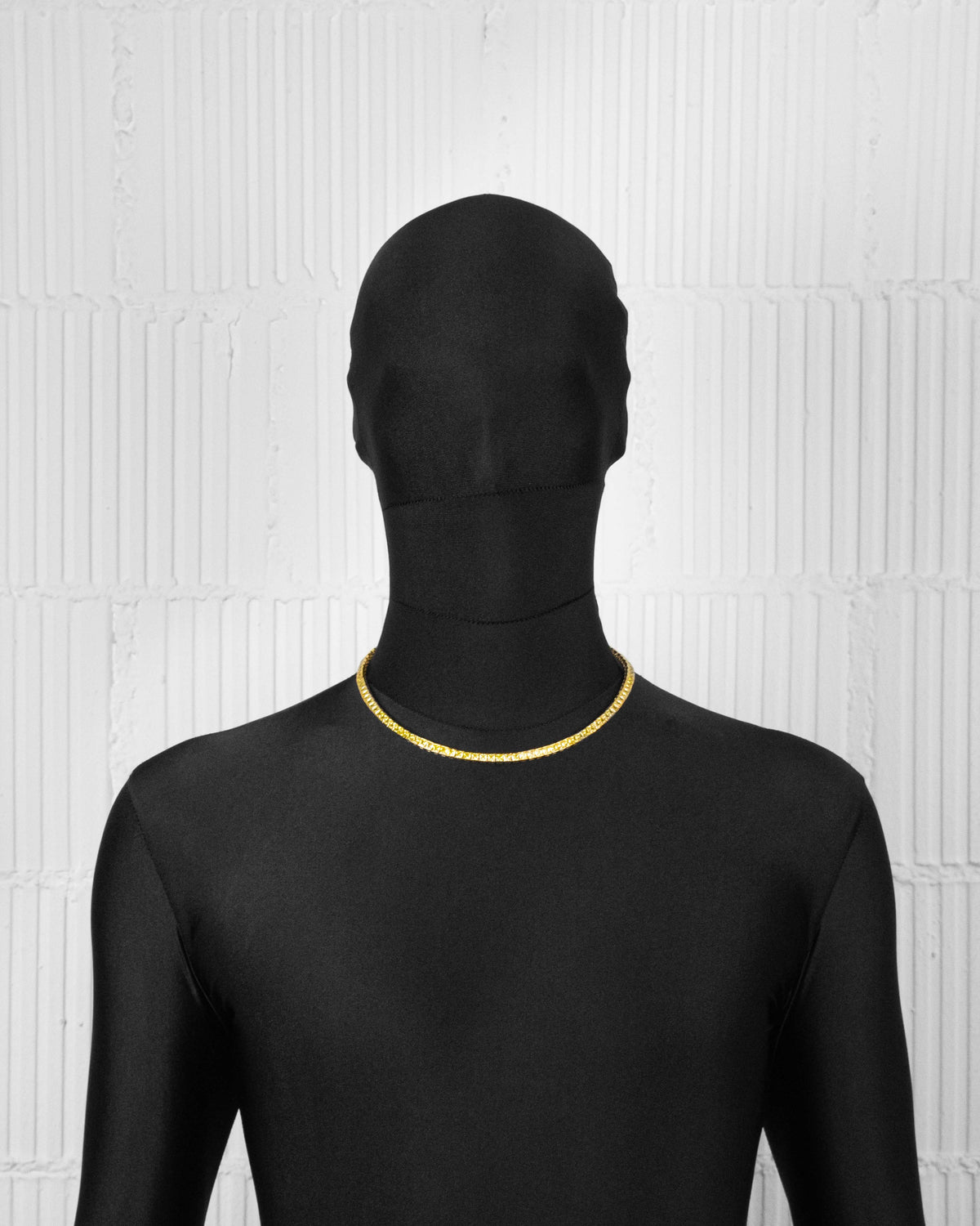 18k gold coated tennis chain necklace with hand-set princess-cut stones in yellow