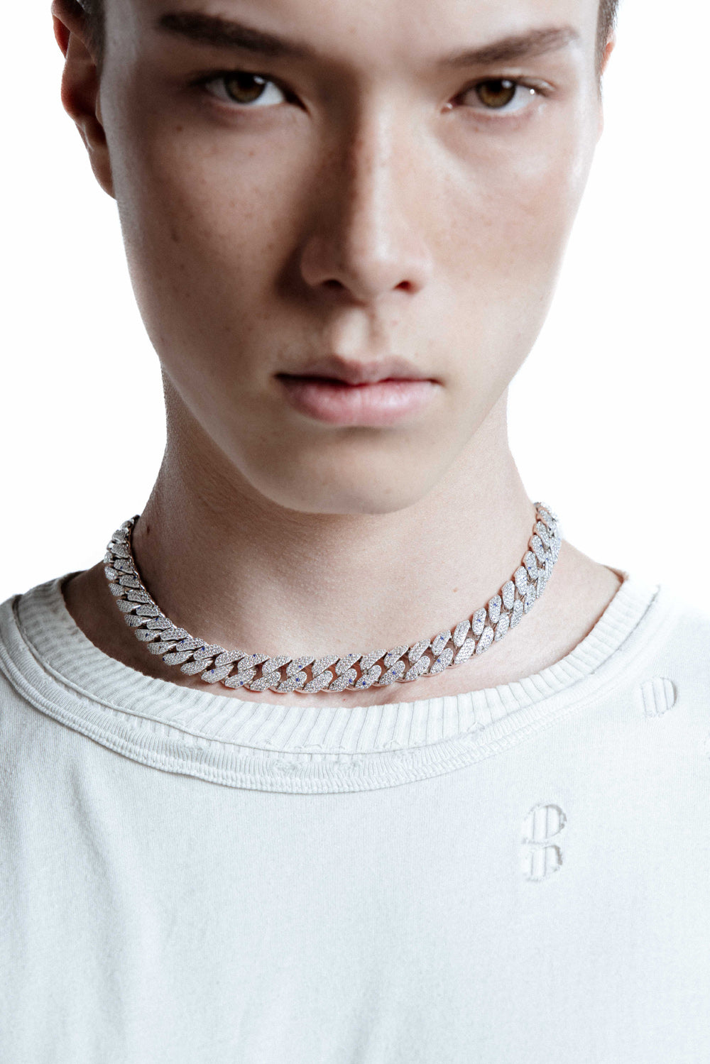 DARKAI Cuban Sprinkles Pavé Necklace on Male Model