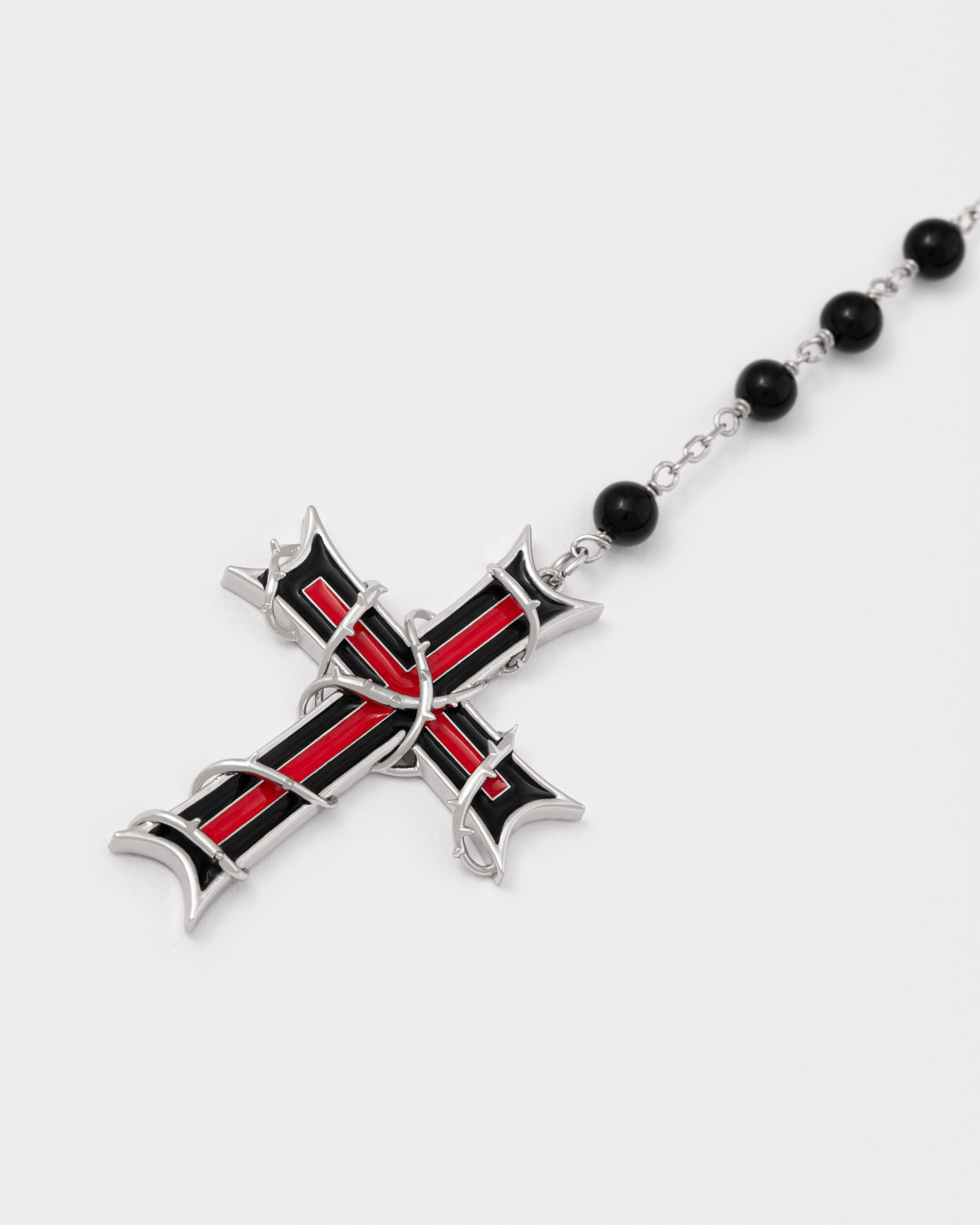 DARKAI Inferno Rosary Necklace cross detail