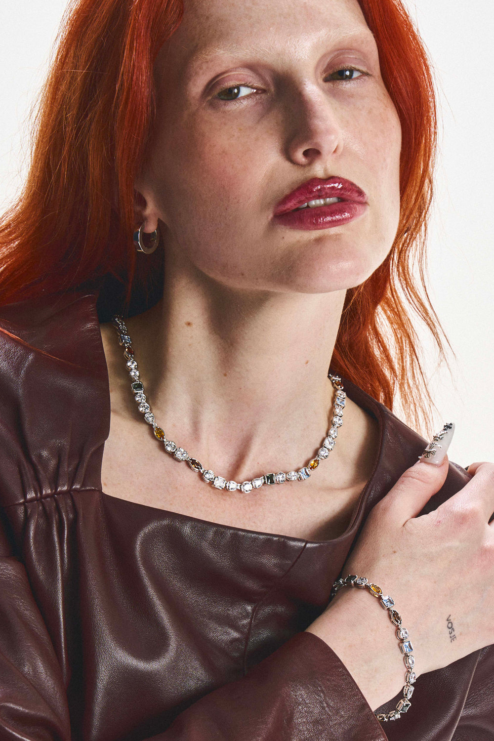 DARKAI Mixed Stones RGB Necklace on Female Model