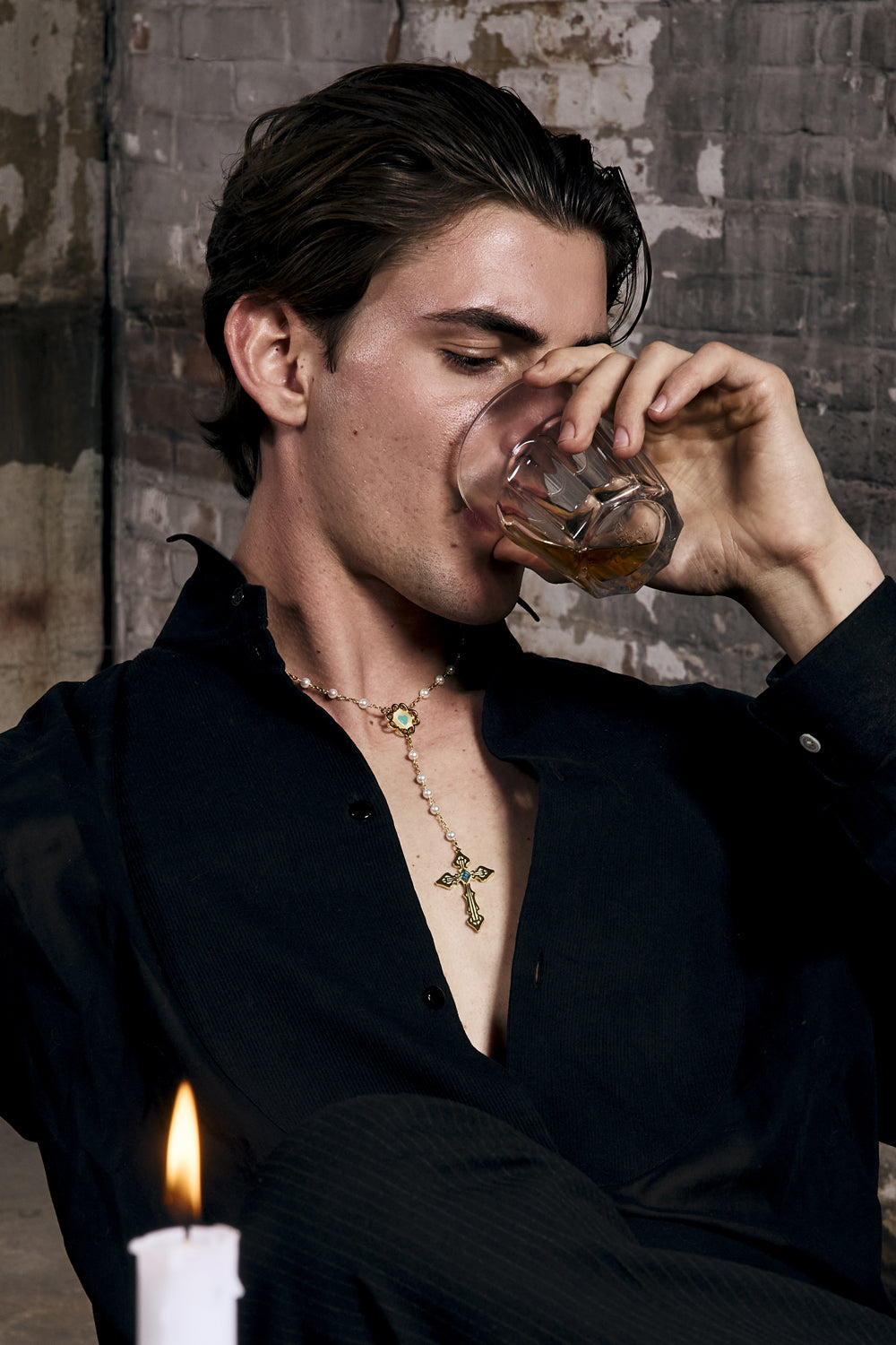 Paradiso Rosary Necklace on Male Model