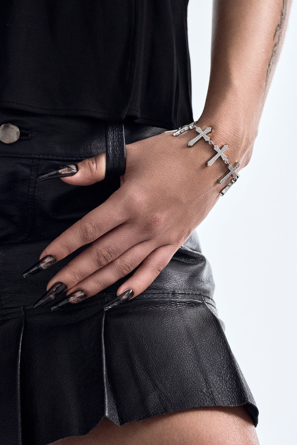 DARKAI Cross Tennis Bracelet on Female Model
