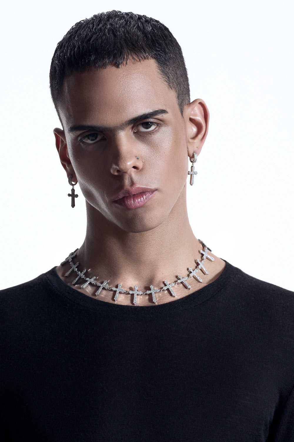 DARKAI Cross Tennis Necklace on Male Model