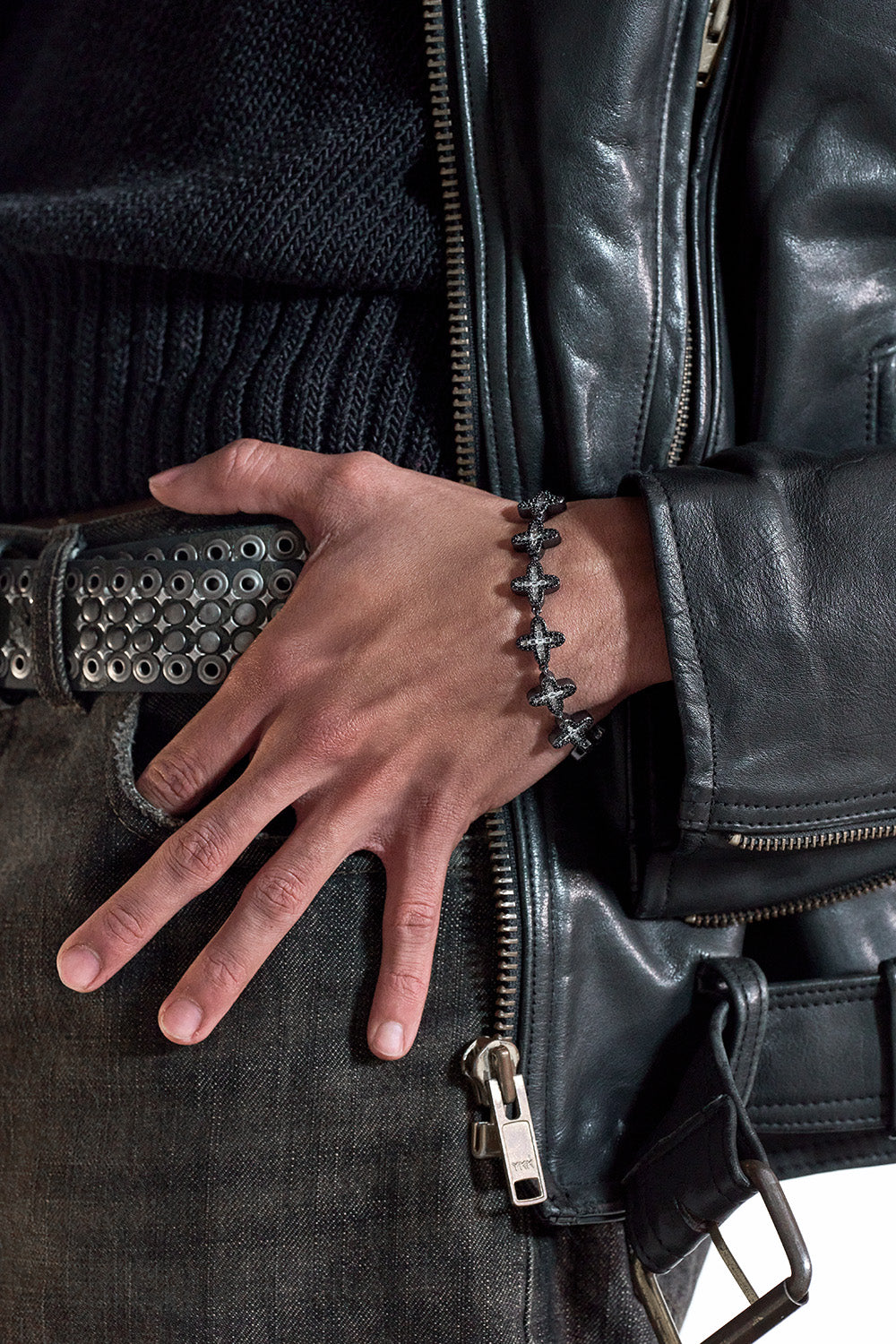 DARKAI Black Clover Baguette Bracelet on Male Model