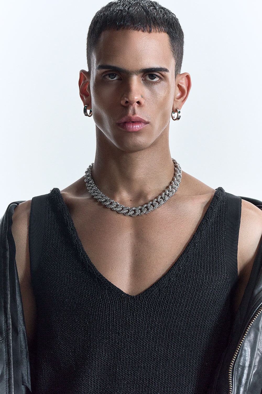 DARKAI Hammered Cuban XXL Necklace on Male Model