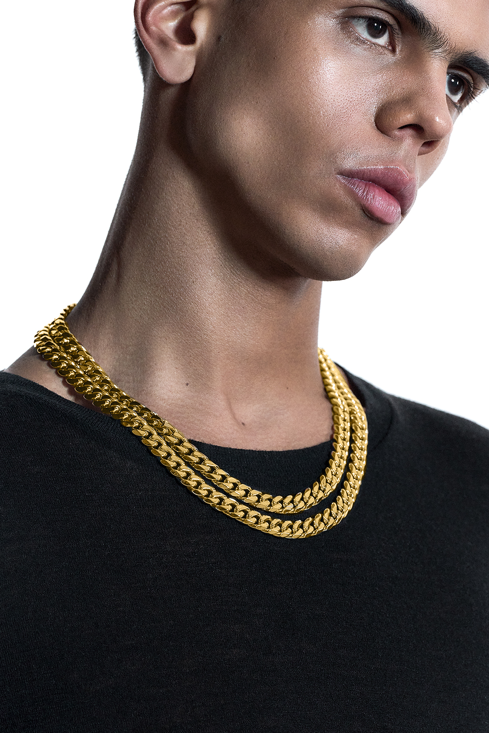 DARKAI Gold Cuban Edge Necklace on Male Model