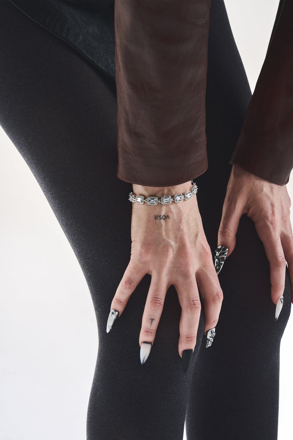 DARKAI Tennis Baguette Bracelet on Female Model